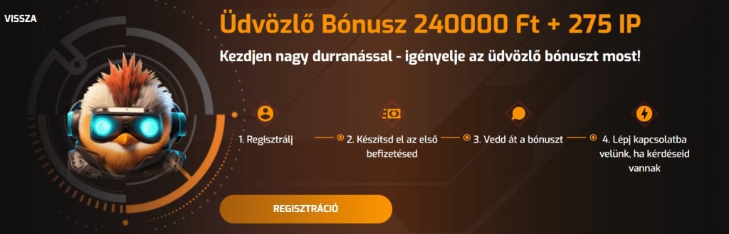 Üdvözlő bónusz Hugo