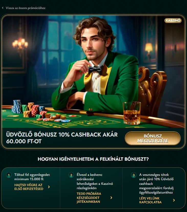 cashed kaszinó bónusz 10% cashback