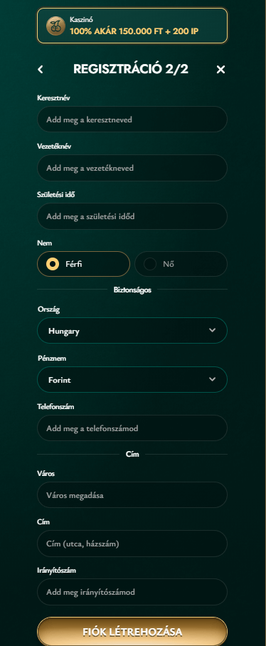 cashed regisztráció 2 lépés