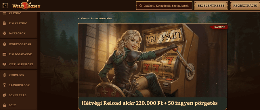 Wildrobin casino Újratöltési bónusz