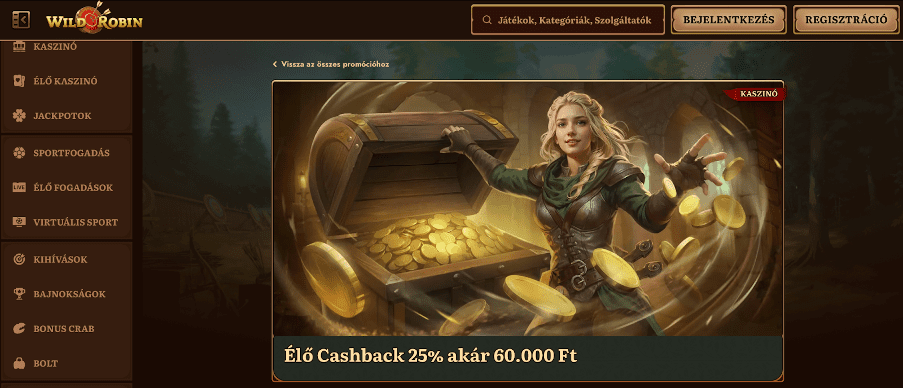Wildrobin Cashback promóciók