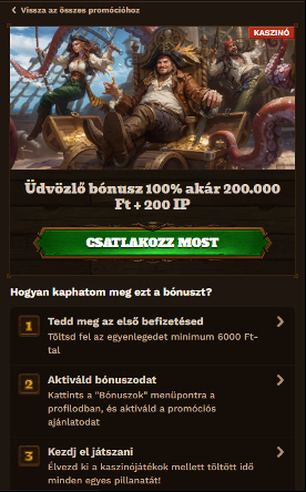 FatPirate Kaszinó Üdvözlő Bónusz