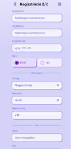 Spinbara Kaszinó regisztráció 2. lépés