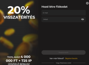 Spinstar Kaszinó regisztráció 1. lépés